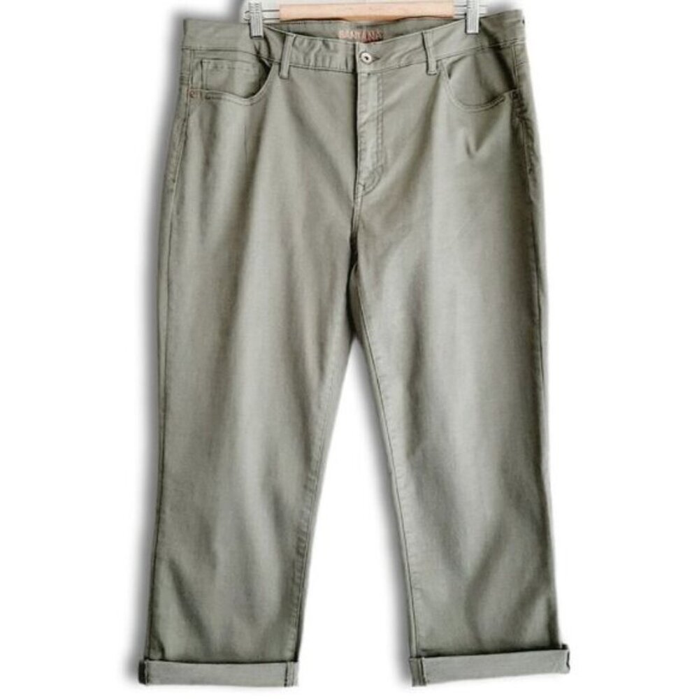 SANTANA JEANS Tummy Control Cropped Casual Capri Pants Green Sz 16